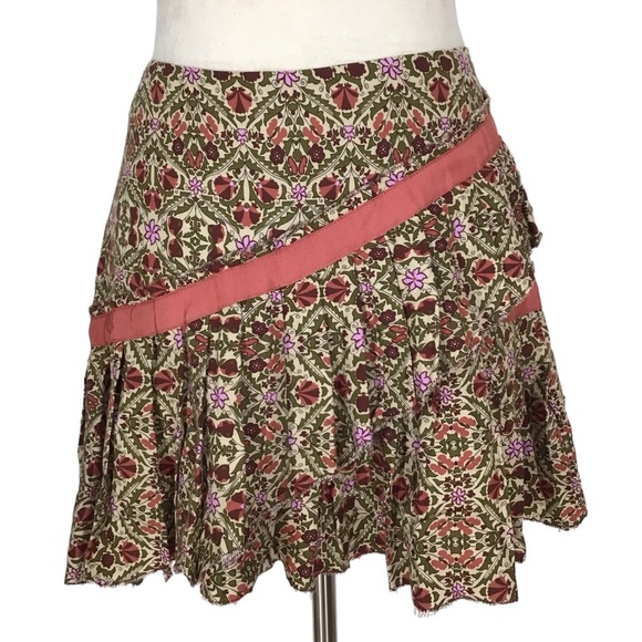 Miller Girl Nicole Miller Boho Floral Tiered Mini Skirt Size 0 - Picture 1 of 3